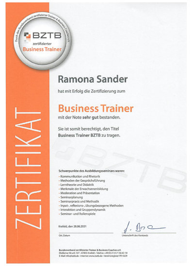 Zertifikat - Business Trainer