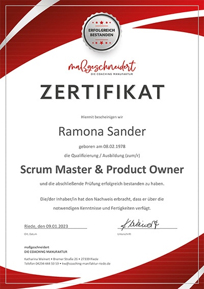 Zertifikat Scrum Master